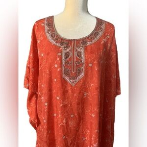 Goood Timeo Orange and Green Kaftan Dress